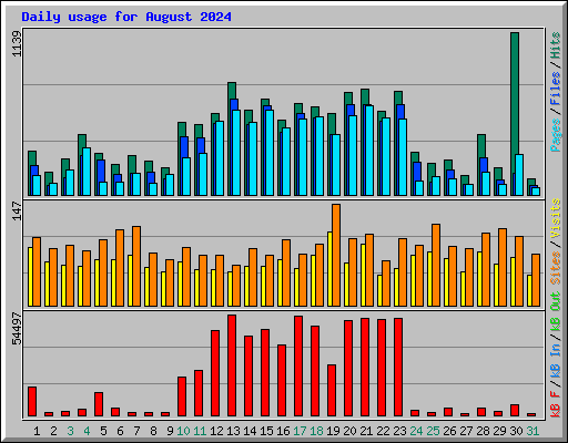 Daily usage for August 2024